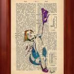 ORIGINAL Print of a my painting on a page original of Italian dictionary of 1938