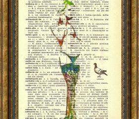 ORIGINAL Print of a my painting on a page original of Italian dictionary of 1938